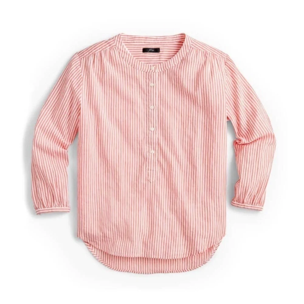 J. CREW Striped Mandarin Collar Popover
